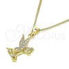 Oro Laminado Pendant Necklace, Gold Filled Style Angel Design, with White Micro Pave, Polished, Golden Finish, 04.156.0445.20 (02 MM Thickness, 20 Inches Length)
