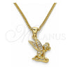 Oro Laminado Pendant Necklace, Gold Filled Style Angel Design, with White Micro Pave, Polished, Golden Finish, 04.156.0445.20 (02 MM Thickness, 20 Inches Length)