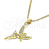 Oro Laminado Pendant Necklace, Gold Filled Style Angel Design, with White Micro Pave, Polished, Golden Finish, 04.156.0446.20 (02 MM Thickness, 20 Inches Length)