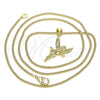 Oro Laminado Pendant Necklace, Gold Filled Style Angel Design, with White Micro Pave, Polished, Golden Finish, 04.156.0446.20 (02 MM Thickness, 20 Inches Length)