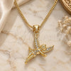 Oro Laminado Pendant Necklace, Gold Filled Style Angel Design, with White Micro Pave, Polished, Golden Finish, 04.156.0446.20 (02 MM Thickness, 20 Inches Length)
