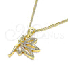 Oro Laminado Pendant Necklace, Gold Filled Style Angel Design, with White Micro Pave, Polished, Golden Finish, 04.156.0447.20 (02 MM Thickness, 20 Inches Length)