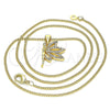 Oro Laminado Pendant Necklace, Gold Filled Style Angel Design, with White Micro Pave, Polished, Golden Finish, 04.156.0447.20 (02 MM Thickness, 20 Inches Length)