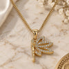 Oro Laminado Pendant Necklace, Gold Filled Style Angel Design, with White Micro Pave, Polished, Golden Finish, 04.156.0447.20 (02 MM Thickness, 20 Inches Length)