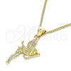 Oro Laminado Pendant Necklace, Gold Filled Style Angel Design, with White Micro Pave, Polished, Golden Finish, 04.156.0448.20 (02 MM Thickness, 20 Inches Length)