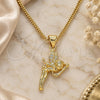 Oro Laminado Pendant Necklace, Gold Filled Style Angel Design, with White Micro Pave, Polished, Golden Finish, 04.156.0448.20 (02 MM Thickness, 20 Inches Length)