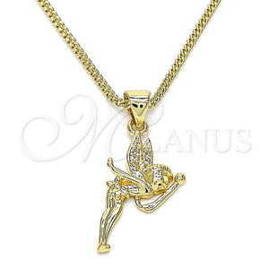Gold Filled Necklace — Pendant Necklace Angel Design with White Micro Pave — main product view — SKU 145781 | Oro Laminado collar — Pendant Necklace Angel diseño with blanco Micro Pave — SKU 145781