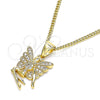 Oro Laminado Pendant Necklace, Gold Filled Style Angel Design, with White Micro Pave, Polished, Golden Finish, 04.156.0449.20 (02 MM Thickness, 20 Inches Length)