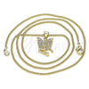 Oro Laminado Pendant Necklace, Gold Filled Style Angel Design, with White Micro Pave, Polished, Golden Finish, 04.156.0449.20 (02 MM Thickness, 20 Inches Length)