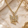 Oro Laminado Pendant Necklace, Gold Filled Style Angel Design, with White Micro Pave, Polished, Golden Finish, 04.156.0449.20 (02 MM Thickness, 20 Inches Length)
