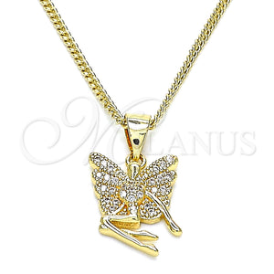 Gold Filled Necklace — Pendant Necklace Angel Design with White Micro Pave — main product view — SKU 145782 | Oro Laminado collar — Pendant Necklace Angel diseño with blanco Micro Pave — SKU 145782