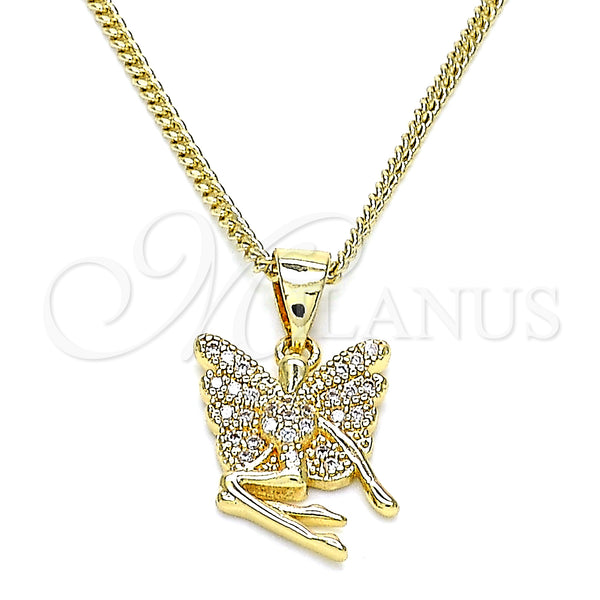 Gold Filled Necklace — Pendant Necklace Angel Design with White Micro Pave — main product view — SKU 145782 | Oro Laminado collar — Pendant Necklace Angel diseño with blanco Micro Pave — SKU 145782