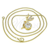 Oro Laminado Pendant Necklace, Gold Filled Style Angel Design, with White Cubic Zirconia and White Micro Pave, Polished, Golden Finish, 04.156.0450.1.20 (02 MM Thickness, 20 Inches Length)