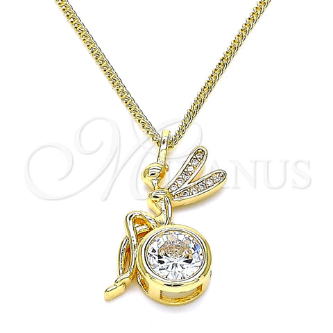 Oro Laminado Pendant Necklace, Gold Filled Style Angel Design, with White Cubic Zirconia and White Micro Pave, Polished, Golden Finish, 04.156.0450.1.20 (02 MM Thickness, 20 Inches Length)