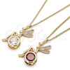 Oro Laminado Pendant Necklace, Gold Filled Style Angel Design, with White Cubic Zirconia and White Micro Pave, Polished, Golden Finish, 04.156.0450.1.20 (02 MM Thickness, 20 Inches Length)