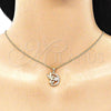 Oro Laminado Pendant Necklace, Gold Filled Style Angel and Mom Design, with White Micro Pave, Polished, Golden Finish, 04.156.0453.20 (02 MM Thickness, 20 Inches Length)