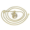 Oro Laminado Pendant Necklace, Gold Filled Style Angel and Mom Design, with White Micro Pave, Polished, Golden Finish, 04.156.0453.20 (02 MM Thickness, 20 Inches Length)