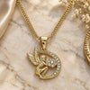 Oro Laminado Pendant Necklace, Gold Filled Style Angel and Mom Design, with White Micro Pave, Polished, Golden Finish, 04.156.0453.20 (02 MM Thickness, 20 Inches Length)