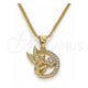 Oro Laminado Pendant Necklace, Gold Filled Style Angel and Mom Design, with White Micro Pave, Polished, Golden Finish, 04.156.0453.20 (02 MM Thickness, 20 Inches Length)