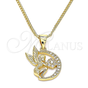 Gold Filled Necklace — Pendant Necklace Angel and Mom Design with White — main product view — SKU 145787 | Oro Laminado collar — Pendant Necklace Angel and Mom diseño with blanco — SKU 145787
