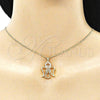 Oro Laminado Pendant Necklace, Gold Filled Style Angel Design, with White Micro Pave, Polished, Golden Finish, 04.156.0456.20 (02 MM Thickness, 20 Inches Length)