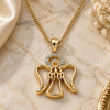 Oro Laminado Pendant Necklace, Gold Filled Style Angel Design, with White Micro Pave, Polished, Golden Finish, 04.156.0456.20 (02 MM Thickness, 20 Inches Length)