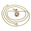 Oro Laminado Pendant Necklace, Gold Filled Style Angel Design, with Garnet Cubic Zirconia and White Micro Pave, Polished, Golden Finish, 04.156.0458.2.20 (02 MM Thickness, 20 Inches Length)