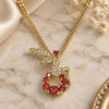 Oro Laminado Pendant Necklace, Gold Filled Style Angel Design, with Garnet Cubic Zirconia and White Micro Pave, Polished, Golden Finish, 04.156.0458.2.20 (02 MM Thickness, 20 Inches Length)