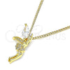 Oro Laminado Pendant Necklace, Gold Filled Style Angel Design, with White Cubic Zirconia and White Micro Pave, Polished, Golden Finish, 04.156.0459.20 (02 MM Thickness, 20 Inches Length)