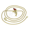 Oro Laminado Pendant Necklace, Gold Filled Style Angel Design, with Garnet Cubic Zirconia and White Micro Pave, Polished, Golden Finish, 04.156.0459.2.20 (02 MM Thickness, 20 Inches Length)