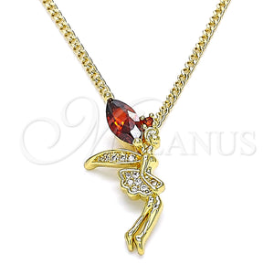 Gold Filled Necklace — Pendant Necklace Angel Design with Garnet Cubic Zirconia — main product view — SKU 145799 | Oro Laminado collar — Pendant Necklace Angel diseño with Garnet Cubic Zirconia — SKU 145799