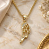 Oro Laminado Pendant Necklace, Gold Filled Style with White Micro Pave, Polished, Golden Finish, 04.156.0460.20 (02 MM Thickness, 20 Inches Length)