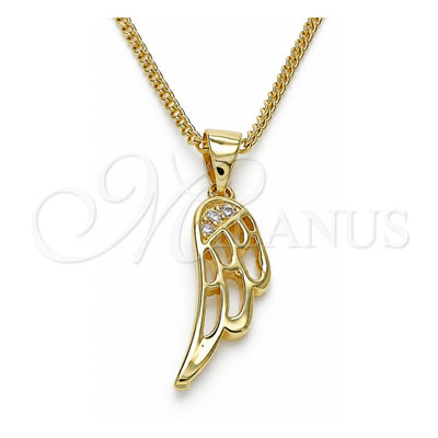 Oro Laminado Pendant Necklace, Gold Filled Style with White Micro Pave, Polished, Golden Finish, 04.156.0460.20 (02 MM Thickness, 20 Inches Length)