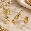 Oro Laminado Stud Earring, Gold Filled Style Angel Design, with White Micro Pave, Polished, Golden Finish, 02.156.0620