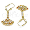 Oro Laminado Long Earring, Gold Filled Style with White Cubic Zirconia, Polished, Golden Finish, 02.387.0039