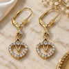 Oro Laminado Long Earring, Gold Filled Style with White Cubic Zirconia, Polished, Golden Finish, 02.387.0041