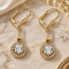 Oro Laminado Long Earring, Gold Filled Style with White Cubic Zirconia, Polished, Golden Finish, 02.387.0042