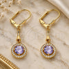 Oro Laminado Long Earring, Gold Filled Style with Amethyst and White Cubic Zirconia, Polished, Golden Finish, 02.387.0042.1