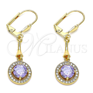 Gold Filled Ring — Long Earring with Amethyst and White Cubic Zirconia — main product view — SKU 145813 | Oro Laminado anillo — Long Earring with Amethyst and blanco Cubic Zirconia — SKU 145813