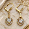 Oro Laminado Long Earring, Gold Filled Style Heart Design, with White Cubic Zirconia, Polished, Golden Finish, 02.387.0043.1