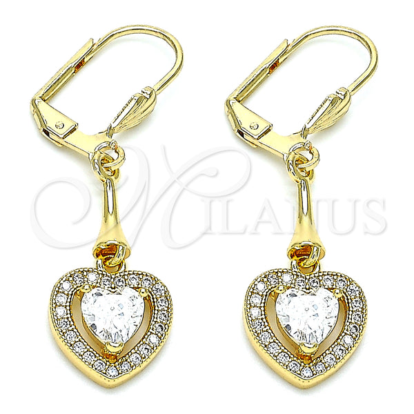 Gold Filled Ring — Long Earring Heart Design with White Cubic Zirconia — main product view — SKU 145815 | Oro Laminado anillo — Long Earring corazón diseño with blanco Cubic Zirconia — SKU 145815