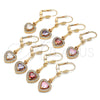 Oro Laminado Long Earring, Gold Filled Style Heart Design, with White Cubic Zirconia, Polished, Golden Finish, 02.387.0043.1