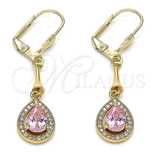 Gold Filled Ring — Long Earring Teardrop Design with Pink and White — main product view — SKU 145821 | Oro Laminado anillo — Long Earring Teardrop diseño with Pink and blanco — SKU 145821