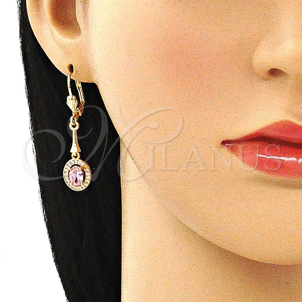 Gold Filled Ring — Long Earring with Pink and White Cubic Zirconia — alternate product view — SKU 145823 | Oro Laminado anillo — Long Earring with Pink and blanco Cubic Zirconia — SKU 145823
