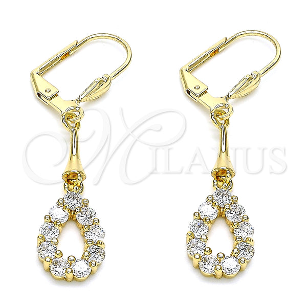 Gold Filled Ring — Long Earring Teardrop Design with White Cubic Zirconia — main product view — SKU 145826 | Oro Laminado anillo — Long Earring Teardrop diseño with blanco Cubic Zirconia — SKU 145826