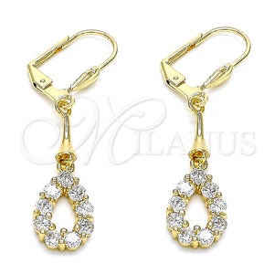 Gold Filled Ring — Long Earring Teardrop Design with White Cubic Zirconia — main product view — SKU 145826 | Oro Laminado anillo — Long Earring Teardrop diseño with blanco Cubic Zirconia — SKU 145826