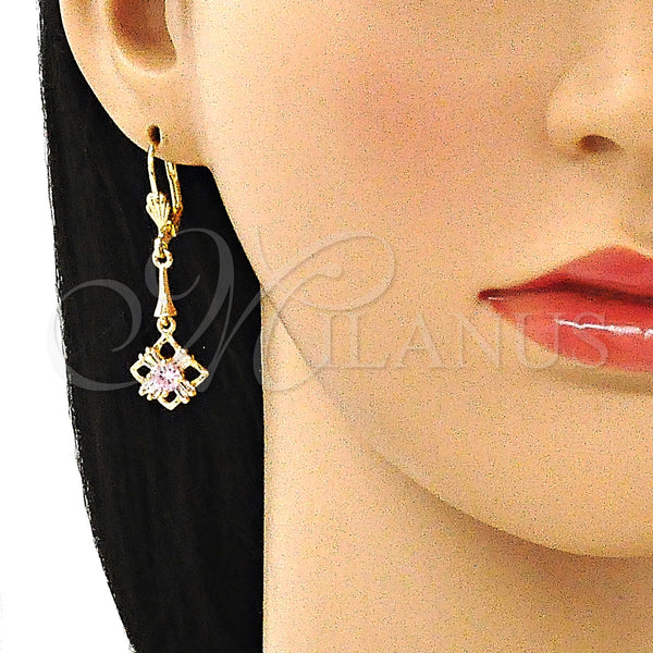 Gold Filled Ring — Long Earring Baguette Design with Pink and White — alternate product view — SKU 145827 | Oro Laminado anillo — Long Earring Baguette diseño with Pink and blanco — SKU 145827