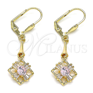 Gold Filled Ring — Long Earring Baguette Design with Pink and White — main product view — SKU 145827 | Oro Laminado anillo — Long Earring Baguette diseño with Pink and blanco — SKU 145827