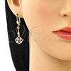Oro Laminado Long Earring, Gold Filled Style Baguette Design, with Amethyst and White Cubic Zirconia, Polished, Golden Finish, 02.387.0048.1