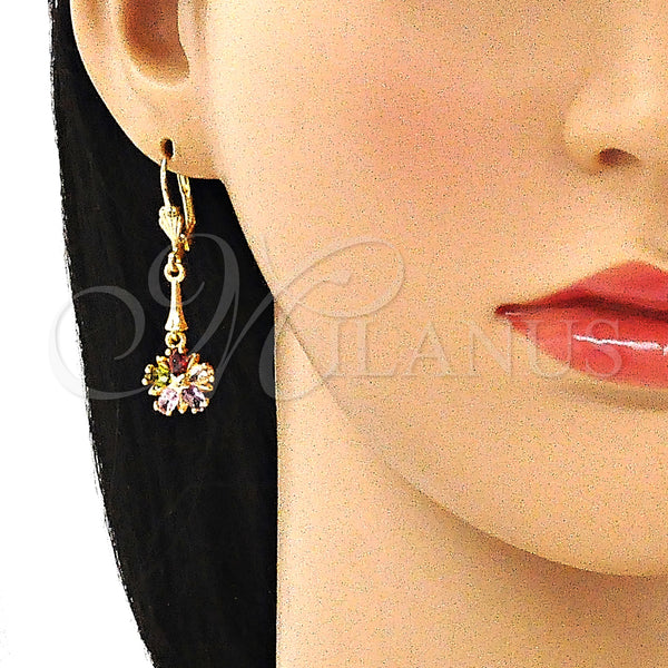 Gold Filled Ring — Long Earring Flower and Star Design with Multicolor — alternate product view — SKU 145835 | Oro Laminado anillo — Long Earring flor and estrella diseño with Multicolor — SKU 145835